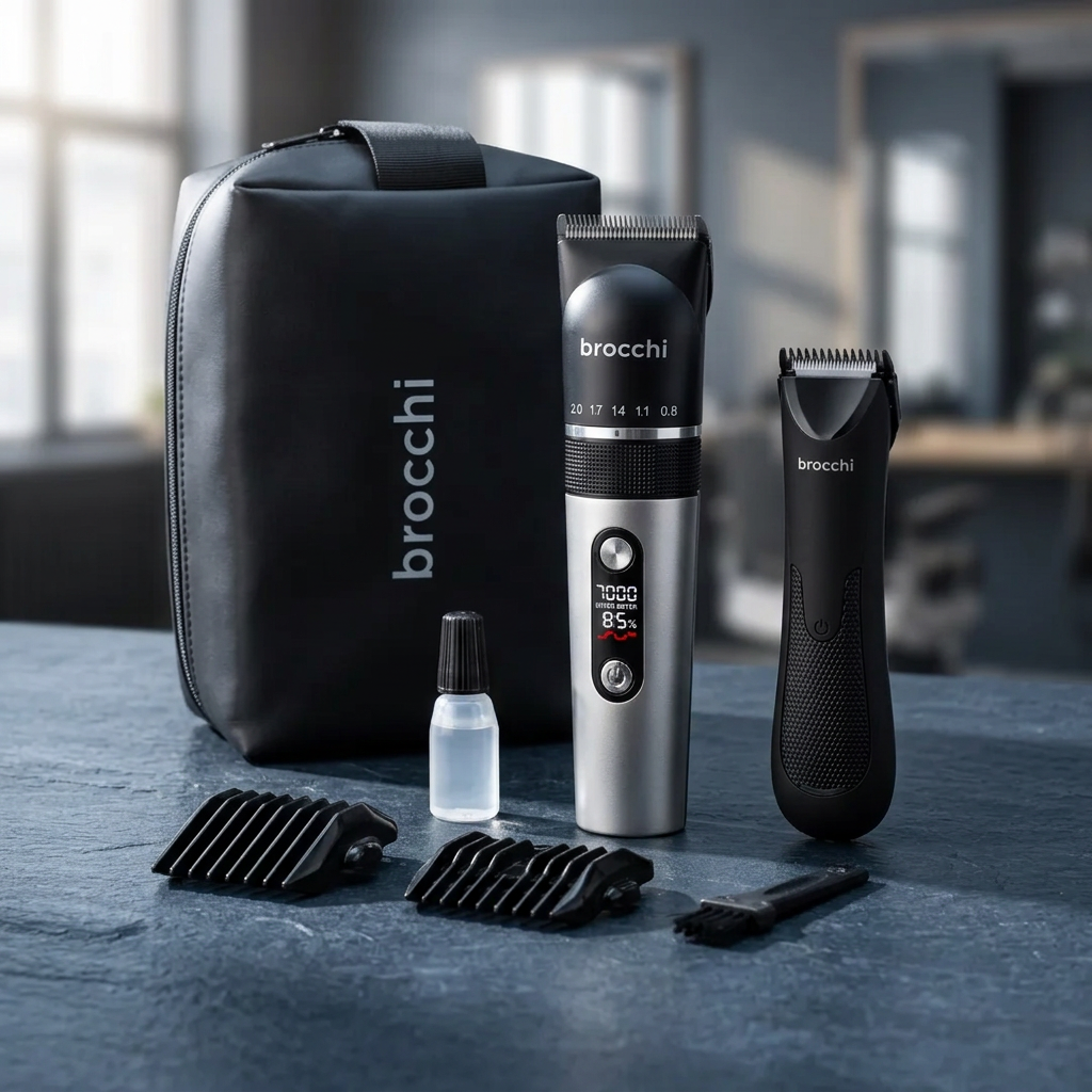 Home Barber Kit laid out on a dark counter