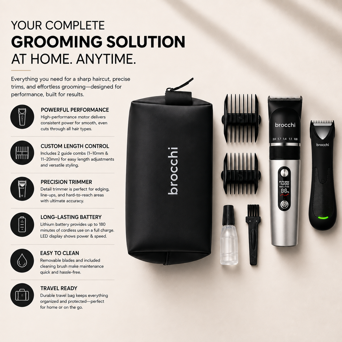 Home Barber Kit with notes on each item