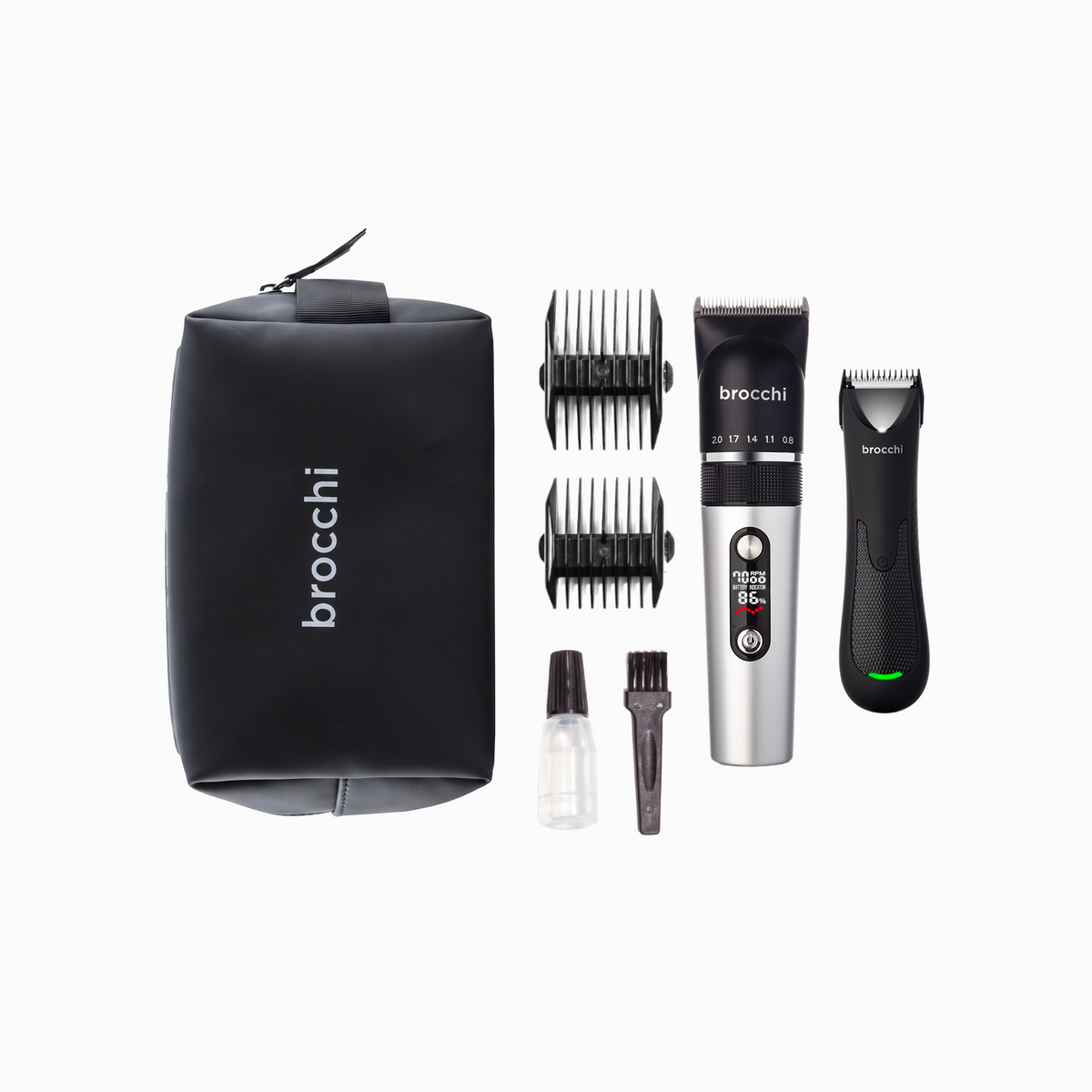 Home Barber Kit: Clipper Pro, body trimmer, guide combs, blade oil, brush and bag