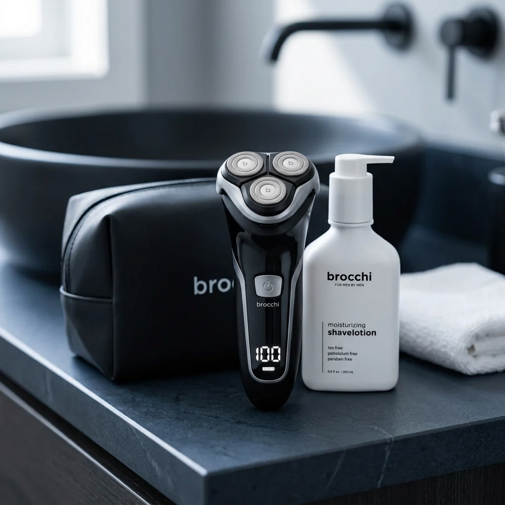 Smooth Edge Shave Kit on a dark stone counter