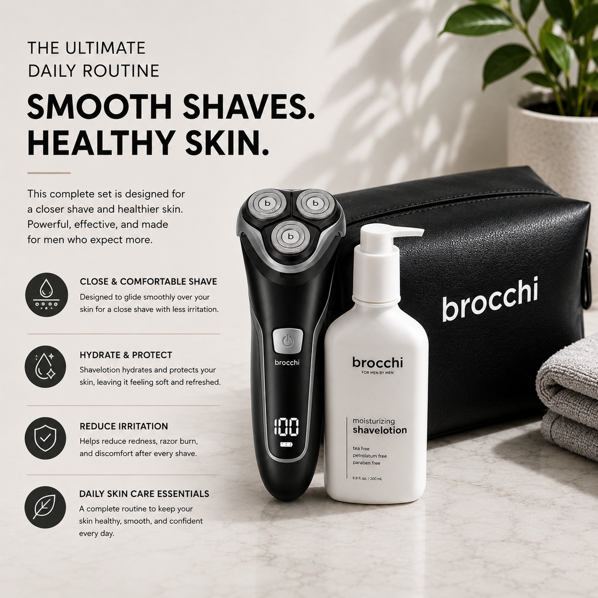 Smooth Edge Shave Kit with notes on each product