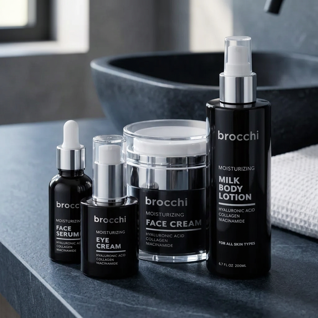 Complete Skin Care Set on a dark stone counter