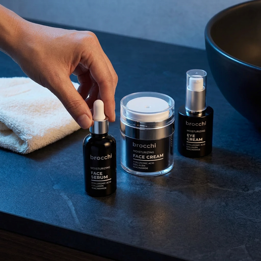 Reaching for the Face Serum from the Hyaluronic Skincare Trio