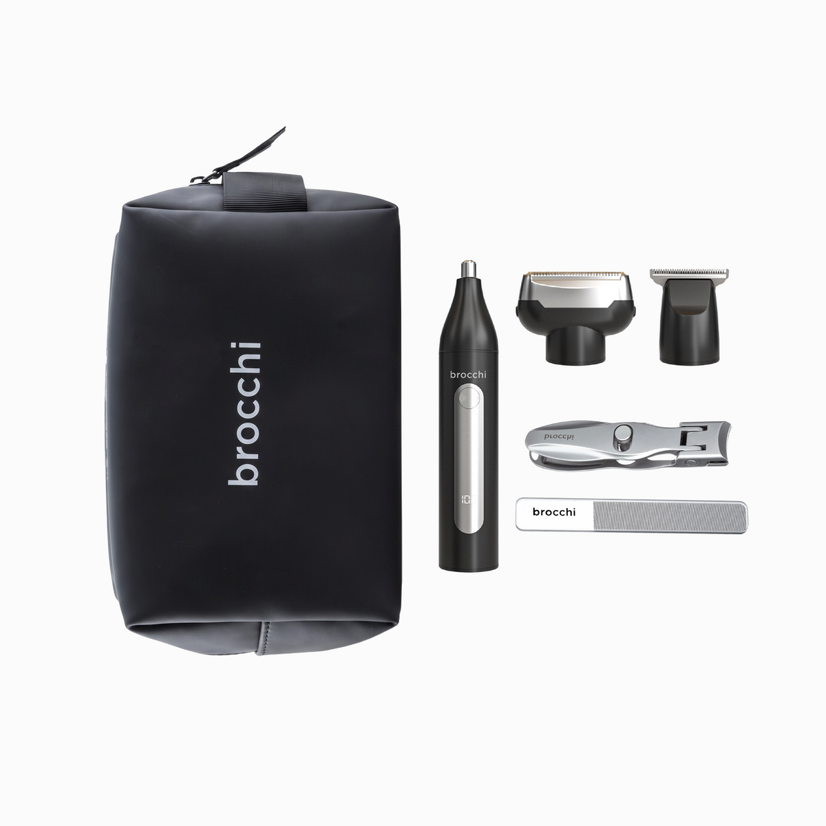 Trio Kit Everyday Carry: bag, trimmer handle, three heads, nail clipper and file