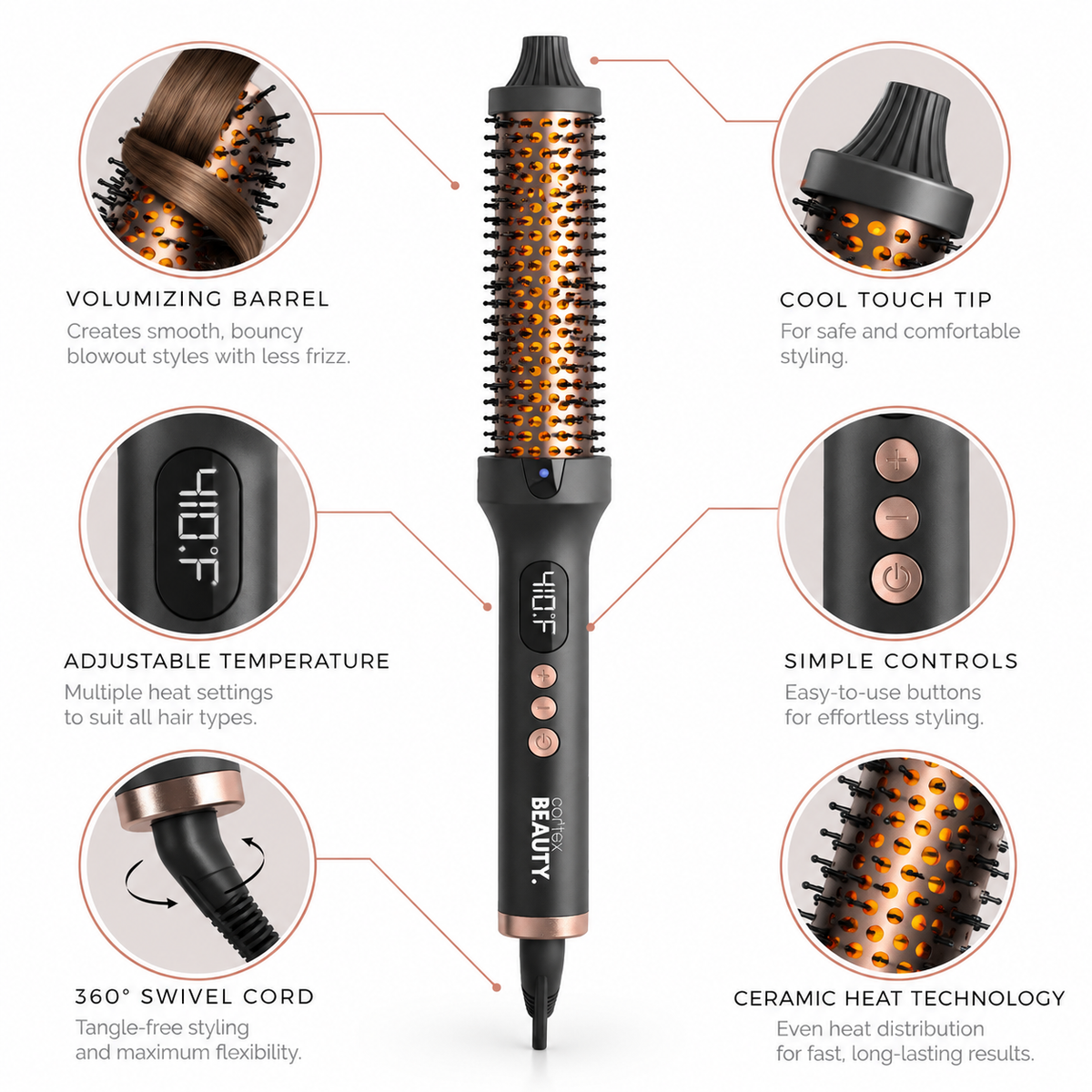 Temp Control Extra-Long 1.5" Ionic Styling Brush