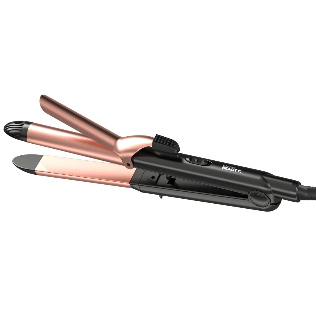 Smooth & Curl - 2-in-1 Flat Iron & Curling Iron - Black Rose Gold