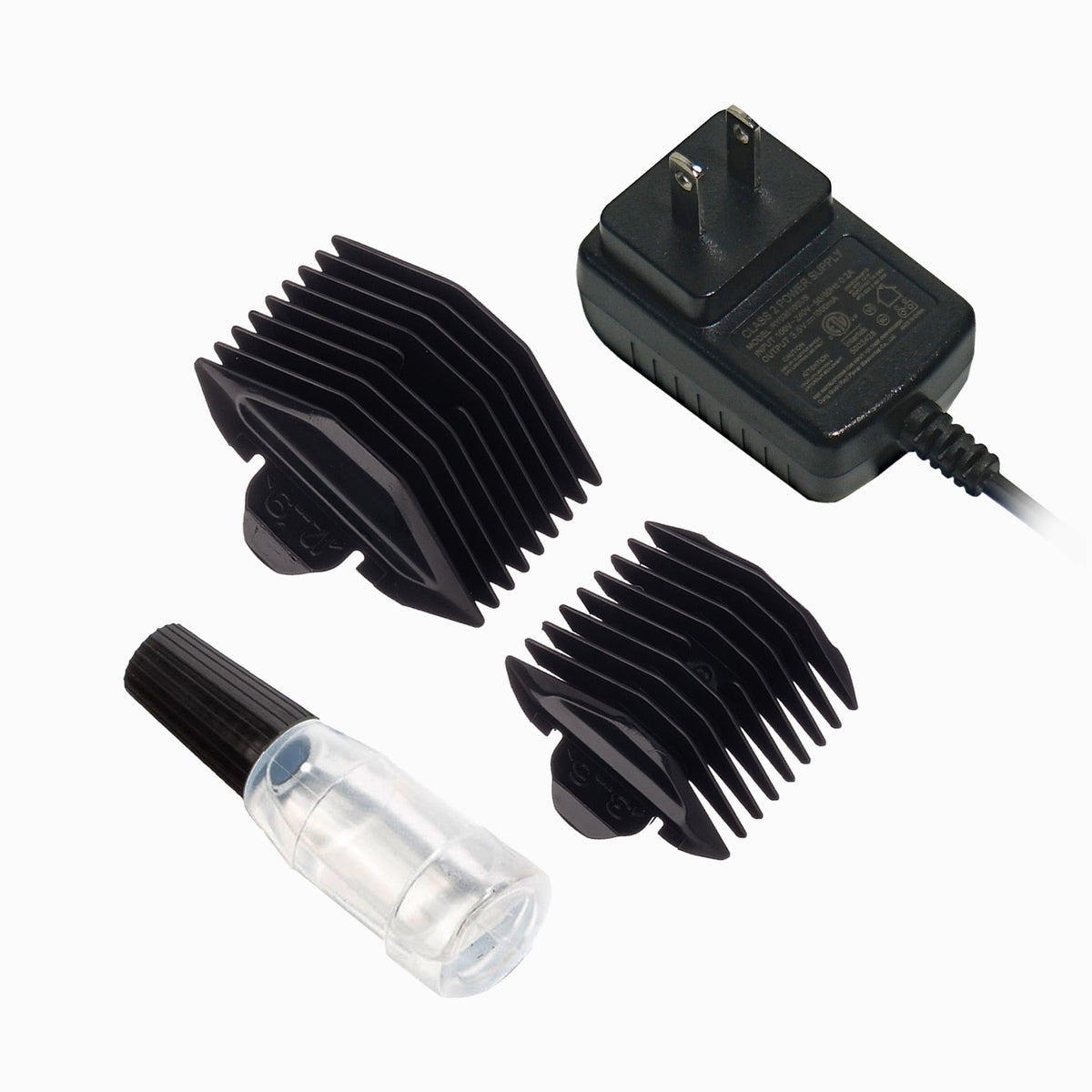 Digital Grooming Trimmer Kit accessories: two guide combs, charger and blade oil
