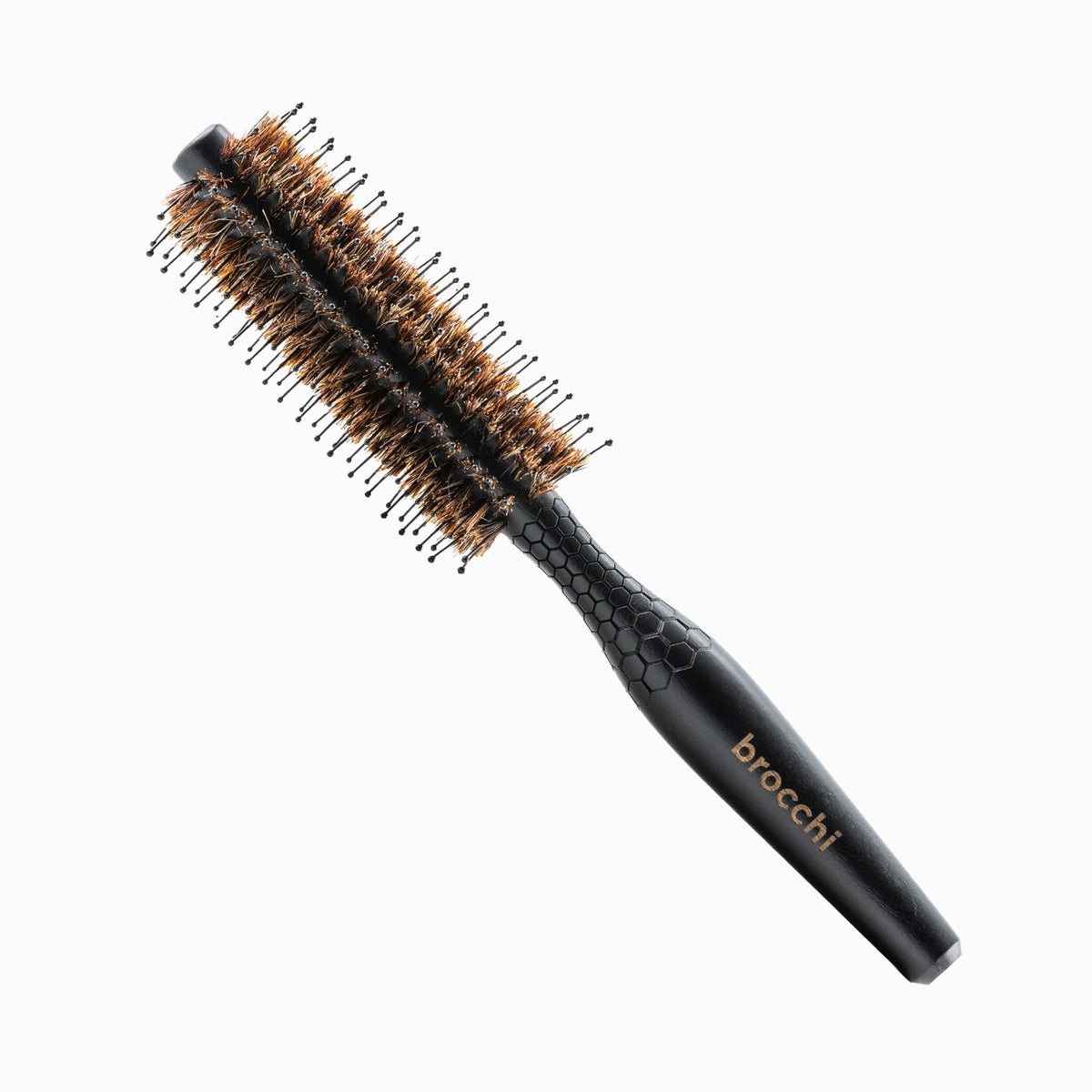 Boar Bristle & Nylon Styling Brush, angled view of the round bristle head