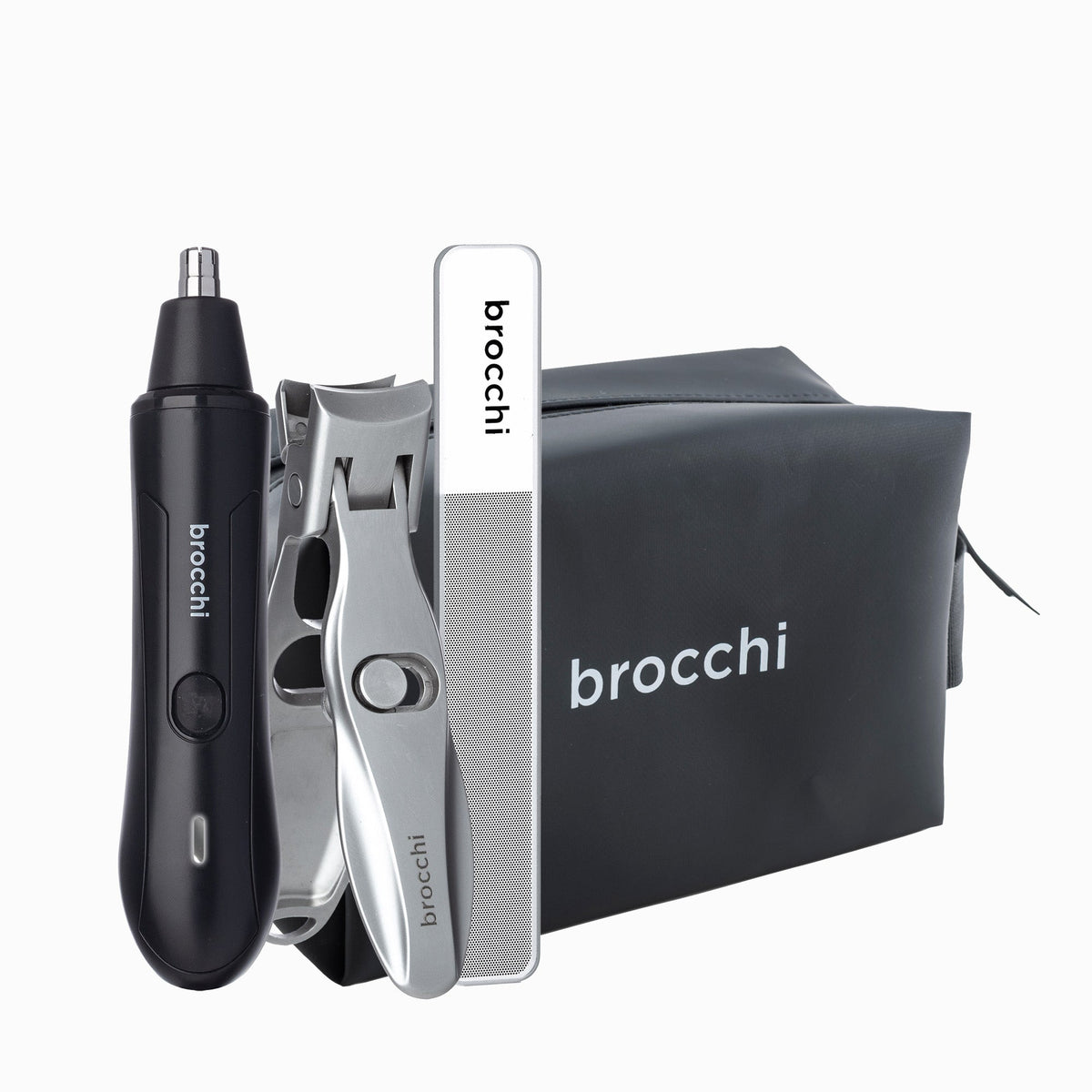 Nose trimmer, Nail Mastery clipper and file, and travel toiletry bag set