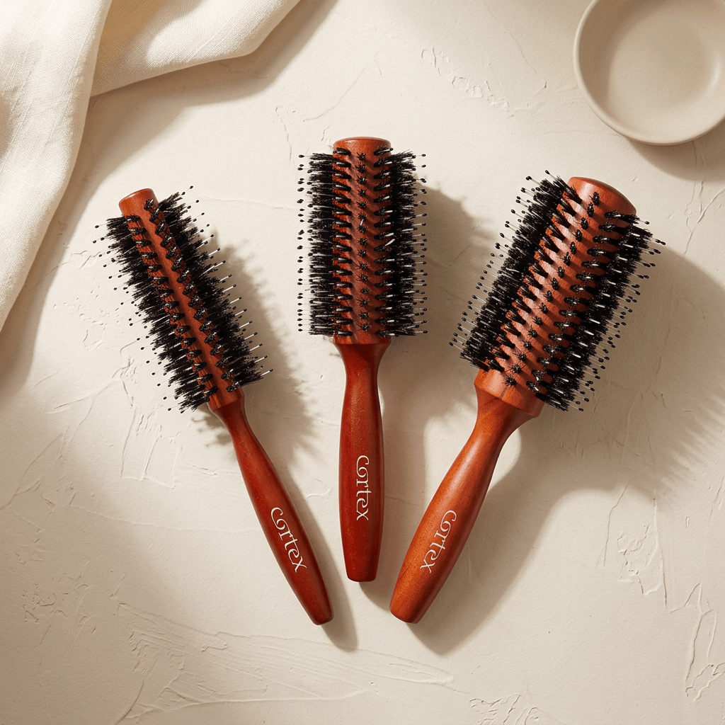 Cortex International Wooden Nylon and Boar Bristle Round Brush