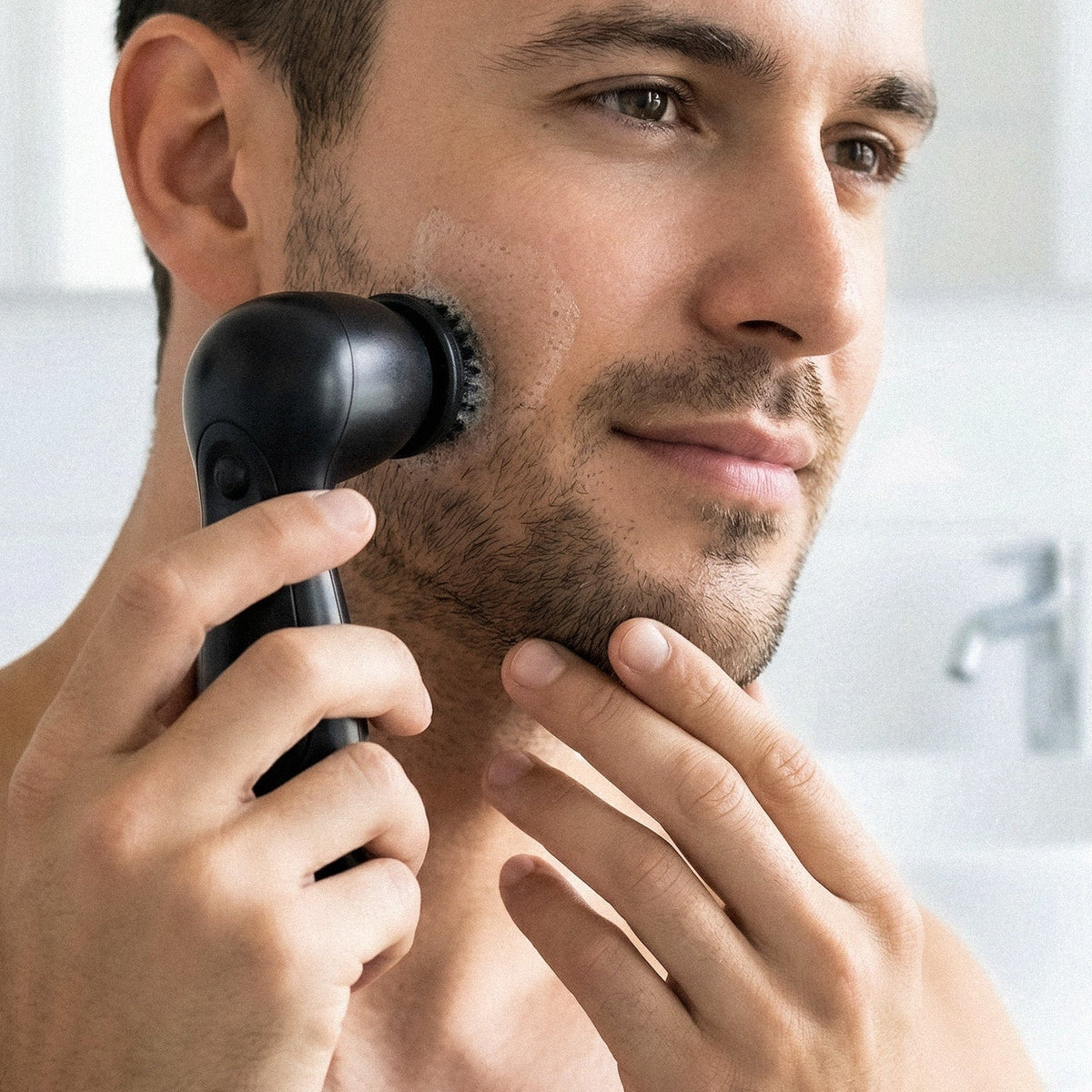 Using the Deep Cleansing Facial Brush on the cheek