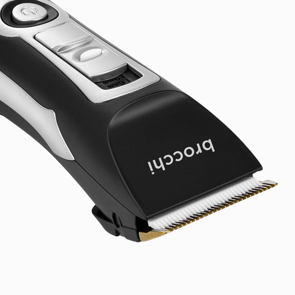 Close-up of the Digital Grooming Trimmer blade and length switch