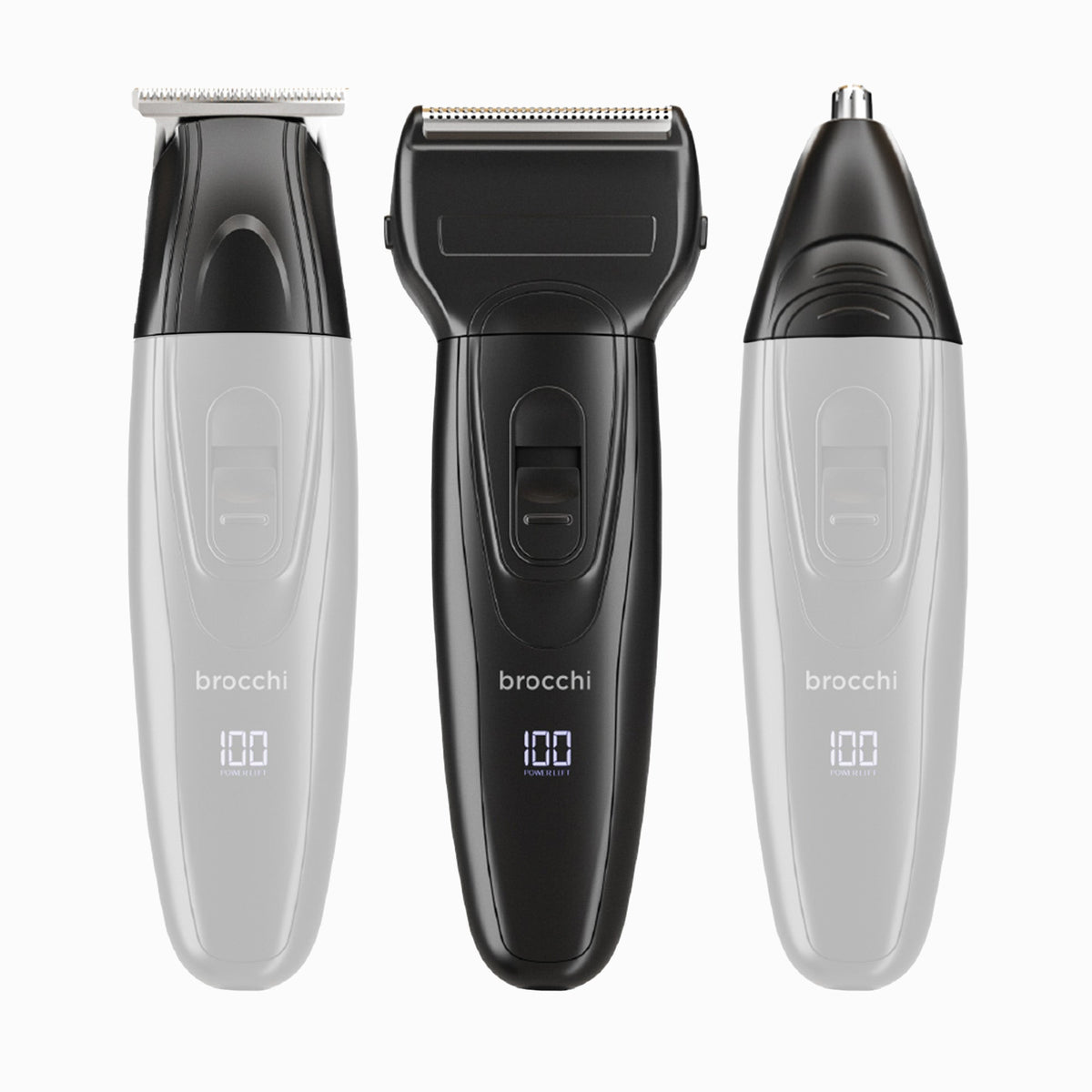 3-in-1 Grooming Set with shaver, trimmer and nose trimmer heads