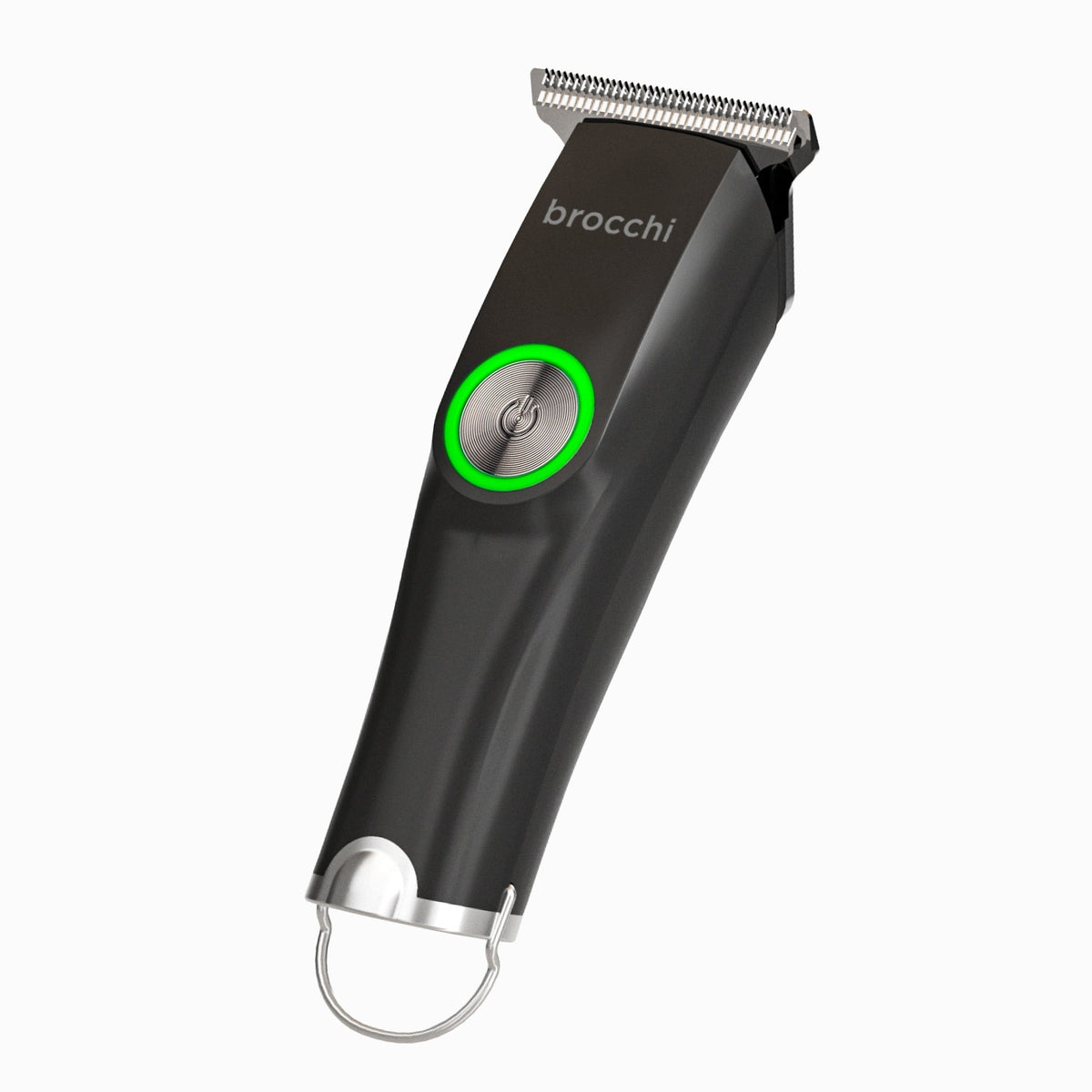 TravelTrim facial trimmer, angled view of the power button